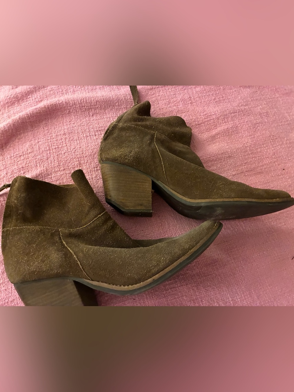 Suede Ankle Bootie in  Brown with Block Heel
